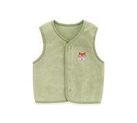 WOXIHUAN Gilet Invernale Bambina 1-5 Anni, Verde, Cartone Animato, Manica Lunga e Senza Maniche, Cotone, Slim, Cerniera, Tutte le Stagioni
