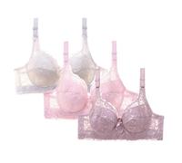 WOXIHUAN Reggiseni Pacco da 3 Pizzo Reggiseno Senza Cuciture Bralette per Donna Raccolta Brassiere con Spalline Regolabili Intimo Push Up Reggiseni Plus Size Biancheria Intima Senza Cerchi Bandeau