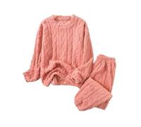 WOXIHUAN Set Pigiama Flanella Velluto da Donna,Collo Rotondo Felpa Camicetta Elastico in Vita Felpe Sciolto Pullover,Maniche Lunghe Hoodie Caldo Autunno Invernale Felpa Casuale Maglione da Casa