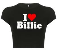 Woxlica I Heart Top y2k Graphic Baby Tees Summer Crop Top per le donne, 14 I Love Billie Nero, M