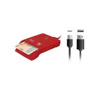 Woxter Lettore DNI elettronico con connessione tipo C - Smart DNI, DNI 3.0 e 4.0, tipo C, compatibile con PC e Mac, con adattatore tipo C a USB A. Colore rosso