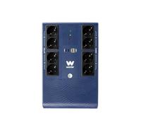 Woxter Multibase UPS 800VA/480W - Sistema di Alimentazione Ininterrotta, 8 Prese Schuko, 4 Porte USB, Blu