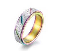 WOYNJI Anello in acciaio inox da donna e uomo, con finitura sabbiata, per ansia, 6 mm