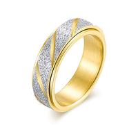 WOYNJI Anello in acciaio inox da donna e uomo, con finitura sabbiata, per ansia, 6 mm