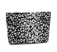 WOZEAH Trousse per trucchi, piccola trousse per cosmetici, elegante astuccio da viaggio in tela con cerniera, Leopardati