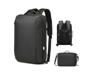 WOZINSKY Zaino e borsa Premium 2 in 1, impermeabile, laptop 15,6", con porta USB, colore: nero