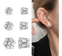 WOZNU Orecchini Magnetici 3 Paia Con Calamita per Donna e Uomo - 5/6/8 Mm