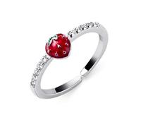 WOZUIMEI Anello D'Argento S925 Femminile Coreano Stile Arte Frutta Fragola Gioielli Semplici con Diamanti ApertiAnello regolabile