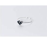 WOZUIMEI Anello Di Amore D'Argento S925 Femminile Anello Di Apertura a Forma Di Cuore con Diamante Pieno Stile Coreano ArtisticoDiamante nero, regolabile
