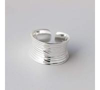 WOZUIMEI Anello in Argento S925 Moda Femminile Stile Etnico Ampio Anello Linea Viso Anello Personalità FemminileAnello regolabile