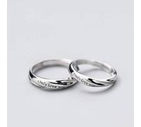 WOZUIMEI S925 Argento Coppia Anelli Uomini e Donne Lettere Romantiche Coppie Regolabili Coppie Anelli Anelli D'AmoreUn paio, regolabile