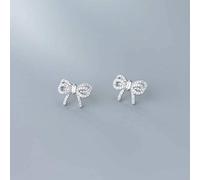 WOZUIMEI Orecchini D'Argento S925 Stile Giapponese da Foresta Giapponese da Donna Piccolo Cuore Pieno Di Gioielli con Orecchini a Fiocco Di Diamantiargento, Argento 925