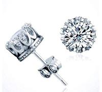 WOZUIMEI Orecchini in Argento S925 da Uomo e Coppia da Donna con Corona Singola Intarsiata Orecchini Di Diamanti in Argento Gioielliun paio, Argento 925