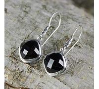 WOZUIMEI Orecchini in Stile Cinese Eardrop S925 Orecchini in Argento Personalità Antica Onice Nero Lunghezza Gancio per L'Orecchio Corrisponde a Tutte Le Tendenze Moda Orecchini in Argento Tailandese