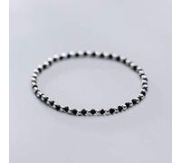 WOZUIMEI S925 Bracciale in Argento Moda Femminile Coreano Spinello Nero Perline Corda Elastica Gioielli Luce Dolce ManoBracciale in argento S925