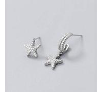 WOZUIMEI S925 Orecchini D'Argento Moda Coreana da Donna Piena Di Orecchini Di Diamanti Gioielli con Stelle Marine Asimmetriche Gioielli Stelle Asimmetricheun paio, Argento 925