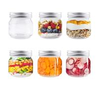 Wozzies 6 Pezzi Barattoli Vetro con Coperchio, 250ml Vasetti Vetro Piccoli, Vasetti per Yogurt Ideale per la Preparazione e la Conservazione di Dolci, Marmellate, Cavolate e Preparati Prima dei Pasti