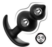 WP Premium Silicone Non-Porous Wearable 2-Ball Anal Pearls Plug for M-3.72x1.6in Beginner-Advanced Black