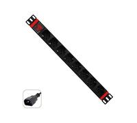 WP Rack WPN-PDU-C01-08 Multipresa Ciabatta Elettrica Rack 19" con 8 Prese Universali Ita 10/16A e Schuko, Cavo da 2 Mt. con Spina C14 VDE con Attacco per UPS, 250V/3500W, Nero