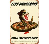 WPA War Propaganda Less Dangerous Than Careless Talk Dont Discuss Troop Movements, targa in metallo per decorazione da parete, 20,3 x 30,5 cm