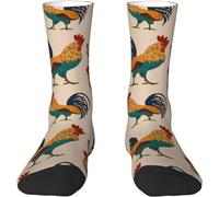 Wpamlrta Calzini sportivi da uomo/donna, morbidi e confortevoli, motivo teschio e fiori, Uccelli della fattoria del gallo, Taglia unica