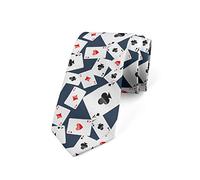 Wpamlrta Cravatta Carte da Gioco Multipli Assi 9,4 cm Cadetto Blu Nero Rosso, Come nella foto, Taglia unica