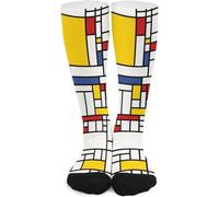 Wpamlrta Piet Mondrian - Calzini lunghi da uomo, a metà polpaccio, casual, per corsa, sport, viaggi, 42 cm, Come nella foto, Taglia unica