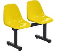 WPBXQKWAY 2 Seat Waiting Room Chairs, Reception Chair, One Piece Plastic Seat, Stadium Seats, Reception Bench for School Basketball Indoor Outdoor(Yellow)