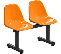 WPBXQKWAY 2 Seat Waiting Room Chairs, Reception Chair, One Piece Plastic Seat, Stadium Seats, Reception Bench for School Basketball Indoor Outdoor(Orange)