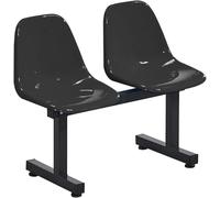 WPBXQKWAY 2 Seat Waiting Room Chairs, Reception Chair, One Piece Plastic Seat, Stadium Seats, Reception Bench for School Basketball Indoor Outdoor(Black)