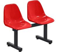 WPBXQKWAY 2 Seat Waiting Room Chairs, Reception Chair, One Piece Plastic Seat, Stadium Seats, Reception Bench for School Basketball Indoor Outdoor(Red)