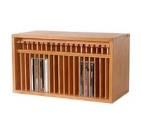 WPBXQKWAY Desktop CD Storage Rack, Wood CD Storage Rack, DVD Organizer/Shelf/Tower/Stand Dollar, Holds 19 Standard Cases, Desktop Placement, Vintage Farmhouse Style, Fit for Theatre Room(4)