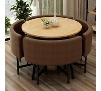 WPBXQKWAY Dining table set for 4, Conference Room Reception Negotiation Table Sets, Small Round Chairs Set 4, Load-Bearing Capacity 150kg/330lbs, Small Coffee Dining(Brown)