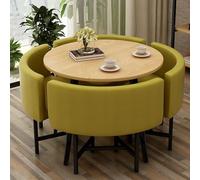 WPBXQKWAY Dining table set for 4, Conference Room Reception Negotiation Table Sets, Small Round Chairs Set 4, Load-Bearing Capacity 150kg/330lbs, Small Coffee Dining(Green)