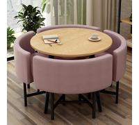 WPBXQKWAY Dining table set for 4, Conference Room Reception Negotiation Table Sets, Small Round Chairs Set 4, Load-Bearing Capacity 150kg/330lbs, Small Coffee Dining(Pink)