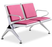WPBXQKWAY PU Double Office Guest Chair, 2-Seat PU Waiting Room Chairs, Reception Area Furniture with Arms, Airport Reception Bench, Lobby Bench in Bank Hospital(Pink)