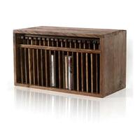 WPBXQKWAY Wooden DVD Organizer Stand, Desktop CD Storage Rack, Dvd Storage Box, Convenient Pop-Up Button, 19 CD Storage Capacity, For Home, Office, Music Room, Theatre Room(Black Walnut)