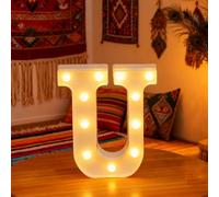 wpdash Lettera U Sign Lights Lampada da tavolo decorativa a batteria luce bianca calda LED luce notturna per la decorazione della stanza dei bambini, decorazione per caffetterie, oggetti di scena per