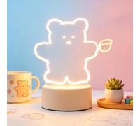 wpdash Luce notturna 3D a forma di orsetto del tè illusione, luce bianca calda, lampada da tavolo alimentata tramite USB, con interruttore di controllo, ideale per asilo, camera dei bambini, sala