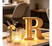 wpdash Luci notturne personalizzate che si illuminano su misura in legno con lettere a LED per tendone, segno dell'alfabeto, monogramma e nome luce, alimentazione USB, dimmerabile, per ristorante