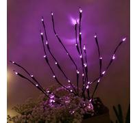 wpdash Mystical Purple Ambiance - Luci a LED a forma di ramo, 3 rami/60 LED viola, 74 cm, alimentate a batteria, impermeabili, luci Instagram per misteriose decorazioni per camera da letto e lounge