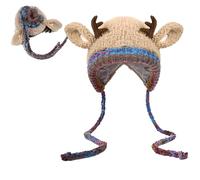 WPDUIODF Cappello Portaoggetti A Forma Di Cervo - Cappello Natalizio Con Corna E Borsa 2 In 1, Grazioso Berretto Invernale, Da Portare Come Borsa, Diffonde L'allegria Delle Feste(Khaki)