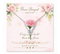 WPDUIODF Collana Con Bouquet Di Fiori, Collana Creativa Con Vasi Floreali, Collane Abiti Primaverili, For Donne, Fiori Personalizzati, Regali Di Gioielli Primaverili, Regalo For La Mamma(A)