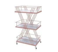 wpenshiDM125 Carrello cucina mobile Carrello mobile, scaffale di stoccaggio con ruote, for cestelli portaoggetti, carrelli multistrato, mobili da cucina(Rose Gold)