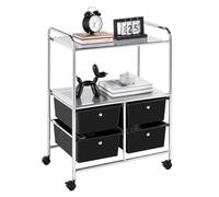wpenshiDM125 Carrello cucina mobile Carrello portaoggetti con ruote 4 cassetti e 2 ripiani, carrello su for il salone scolastico, l'home office