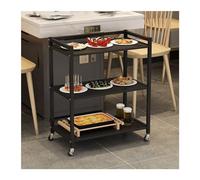 wpenshiDM125 Carrello cucina mobile Portaverdure mobile, portapiatti for pentole calde, portaoggetti for cestini da cucina, multistrato pavimento a(Nero)
