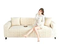 WPJBDS Copridivano Jacquard, Copridivano per Cuscino per Divano A 1/2/3/4/5 Posti, Copridivano Antiscivolo per Mobili con Fondo Elastico per La Decorazione del Soggiorno,Beige,5 Seater(305~360cm)