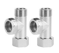 WPKD BLUEIY 2 Pezzi Distributore a T a 3 vie,Distributore Dell'acqua a 3 Vie,Denti Laterali 1/2,Denti Dritti 3/8,Rame Superficie Nichelata,Rotazione 180 Gradi,per Valvola WC(4,8x2,7cm)