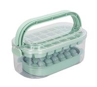 WPKD BLUEIY 2 vassoi rotondi quadrati per cubetti di ghiaccio con coperchio e bidone, capacità 54 cubetti di ghiaccio, base rigida, set a 2 strati, include pala per un facile utilizzo
