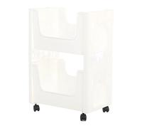 WPKD BLUEIY Carrello portaoggetti con rotelle di grande capacità, a 2 ripiani, con ruote bloccabili per libri, giocattoli, bottiglie di condimento, bianco